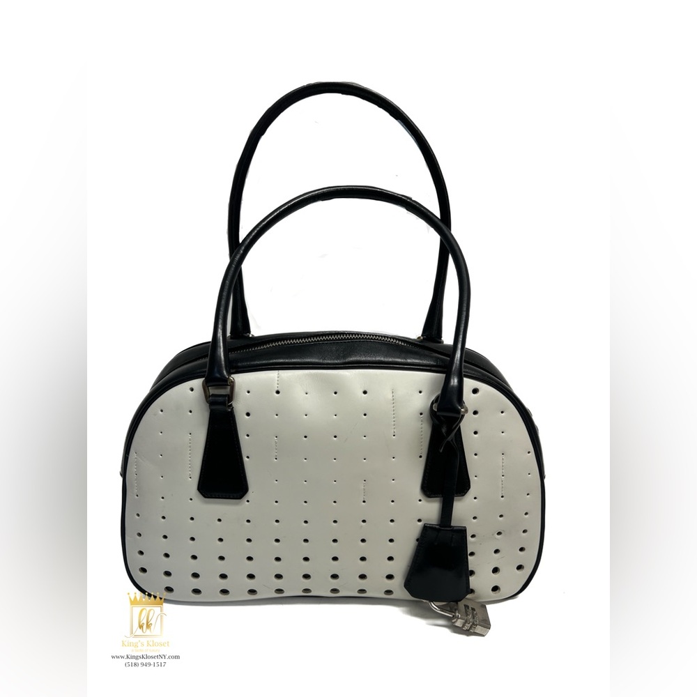 🤍SOLD🤍Prada perforated bowler gesso
